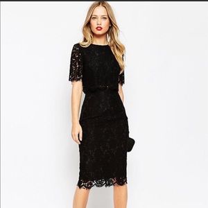 ASOS Lace Crop Top Midi Pencil Dress
